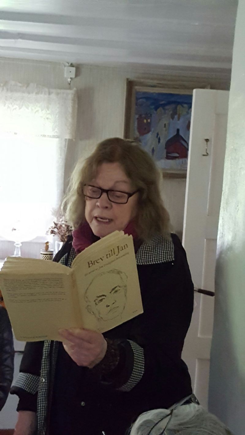 Aase Fridegård läser Moas brev den 12 maj 1934 till Jan när han låg TBC-sjuk på Sabbatsbergs sjukhus.